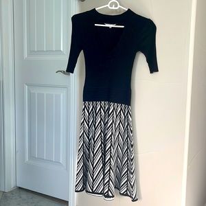 Black and white sweater knit fitted dress size small. Like new. Never worn.